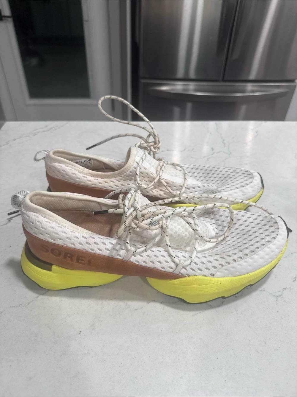 SOREL Kinetic Impact Lace Sneaker Womens Size 11 Sea Salt Lime Athletic Running